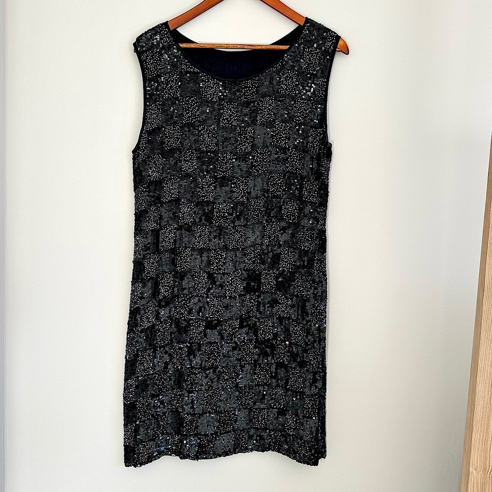 Sequin Checker Statement Cocktail Dress